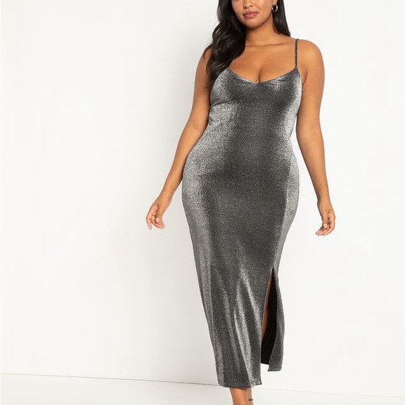 Eloquii Dresses & Skirts - Eloquii Metallic Silver Maxi Dress